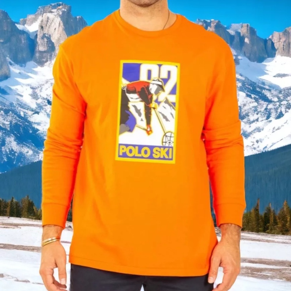 NWT Polo Ralph Lauren‎ Sun Valley Ski Logo Rare Long Sleeve Shirt Mens Medium